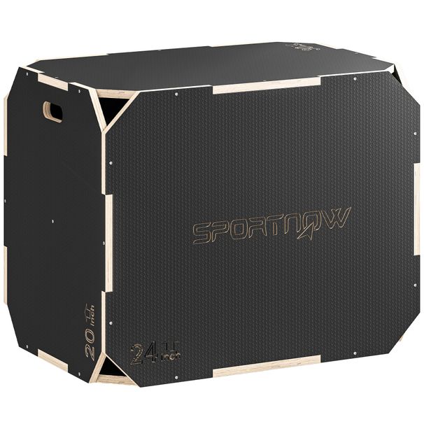 Cajón Pliométrico De Madera 3 En 1 Con 3 Alturas Diferentes Asas Sin Esquinas Entrenamiento De Salto 76x61x51 Cm_desvips.com