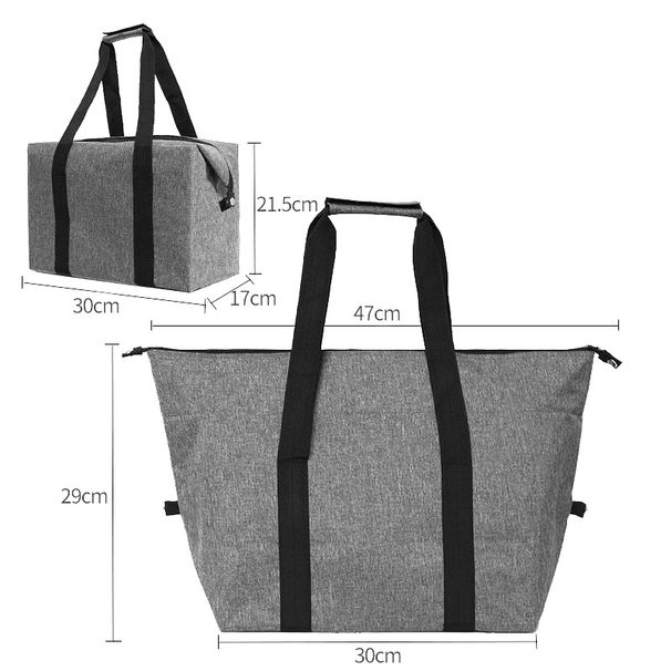 Folding Cooler Bag Large Capacity Ice Pack Outdoor Portable Aluminum Foil Fresh-Keeping Picnic Bag Multifunctional Shopping Bag_desvips.com