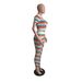 Women's Clothing summer new sexy knitted contrast color short sleeved trousers tight suit_desvips.com
