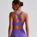 Solid Color Butter Gym Yoga Underwear Women Cross Back Shoulder Straps Fitness Sports Bra High Impact Push Up Top With_desvips.com