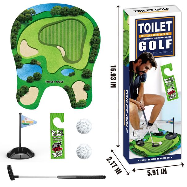 Toilet Mini Golf Toy Set | Bathroom Leisure Entertainment Sports Mini Golf Kit (Wholesale)_desvips.com