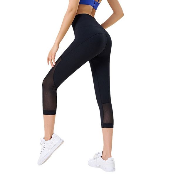 Breathable Barely-There Feel Sports Yoga Ruig Fitess Waist High Elasticity Tight Mesh Outerwear Capri Pats For_desvips.com