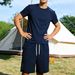 2026 Spring/Summer Men's Linen-Like Short Sleeve Shorts Set Outdoor Camping, Relaxed Fit, Multi-Color Breathable Sports_desvips.com