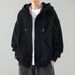 Heavyweight Cardigan Sweatshirt For Men, Spring And Autumn New Sports Jacket, Solid Color Hooded Casual Loose Top,_desvips.com