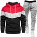 New Men's Three-Color Sweatshirt Sports Fashion Casual Spring Autumn Patchwork Hooded Top And Long Pants Two-Piece Set_desvips.com