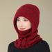 Knitted For Women Winter Fleece Lined Thickened Ladies Mom Scarf Mask Integrated One-piece Warm Cycling Hat_desvips.com