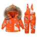Dinosaur Print Kids Down Jacket & Snowsuit Set - Warm Winter Coat For Boys & Girls Ages 1-6, 90% White Duck Down Filling_desvips.com