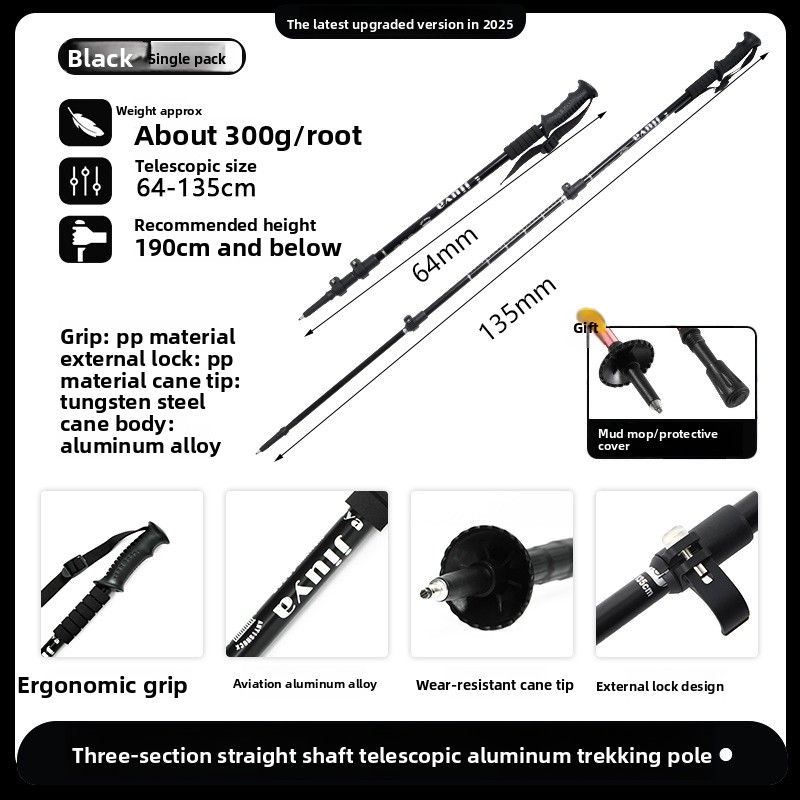 Aluminum Alloy Telescopic Snap Clip Trekking Pole For Men And Women Outdoor Professional Non-Slip Hiking Walking Stick_desvips.com