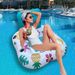 Inflatable Solar Light Night Glow Water Lounge Chair Adult Swimming Pool Backrest Mesh Sitting Circle_desvips.com