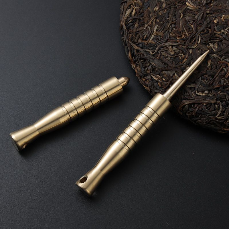 Pure Brass Tea Needle With Detachable Hidden Design For Creative Storage, Paracord Knife Pendant, CNC Machined EDC Equipment, Self_desvips.com