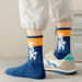 3/5 Pairs Men's All-Season Mid-Calf Athletic Cotton Breathable Basketball Letter Jacquard Color Block Socks EU 38-45 US_desvips.com