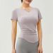 2023 New Model Women's Yoga With Chest Pads, Short Sleeve T-Shirt, V-Neck, Barely-there Feel, Tight-fitting Sports Top_desvips.com
