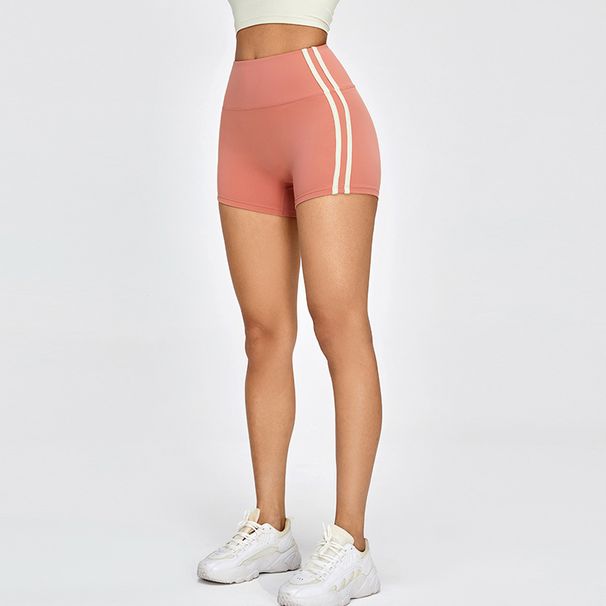 New Yoga Tight Peach Hip Lifting Hot Pants Contrast Color Breathable Fitness Quick Drying Sports Shorts_desvips.com