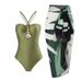 New Positioning Print Swimsuit Women's One-piece Belly Cover-up Slimming Sexy Sunscreen Gauze Skirt Beach Bikini Set_desvips.com