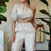women's clothing fashion women's smooth satin half sved top and pants set two piece set_desvips.com