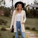 New women's clothing women's brushed pit strip solid color long-sleeved women's cardigan jacket_desvips.com