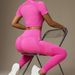 Women's Yoga Suit Seamless T Shirt And Pants High Waisted Quick Drying High Elasticity Hip Lifting Sports Outdoor Fitness_desvips.com