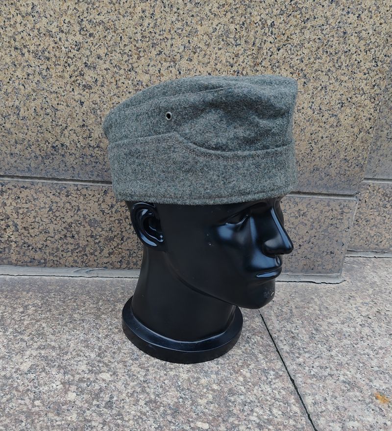 WWII GERMAN EM M34 GRAY GREEN WOOL GARRISON OVERSEAS FIELD CAP HAT_desvips.com