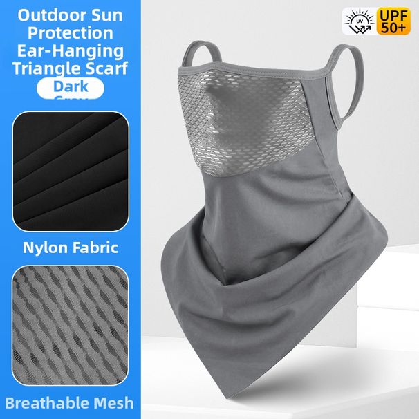 Motorcycle Riding Face Mask Breathable Mesh Ear Loops Sun Protection Neck Warmer Nylon Ice Silk UV Protection Triangular Scarf_desvips.com