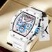 Luxury Men's ONOLA Fashion Casual Multifunctional Silicone Tape Waterproof Quartz Watch White_desvips.com