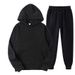 Solid Color Ribbed Hem Unisex Casual Plain Sweatshirt Sweatpants Set_desvips.com