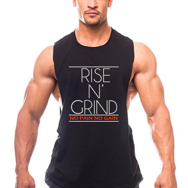 Gym Bodybuilding Running Clothing Summer Cotton Breathable Singlets Mens Training Sleeveless Tank Tops Large Side Slits_desvips.com