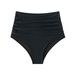 2026 New Solid Color Sexy European And American Cross-Border Foreign Trade Swimsuit Bikini High Waist Ruched Triangle Bottoms_desvips.com