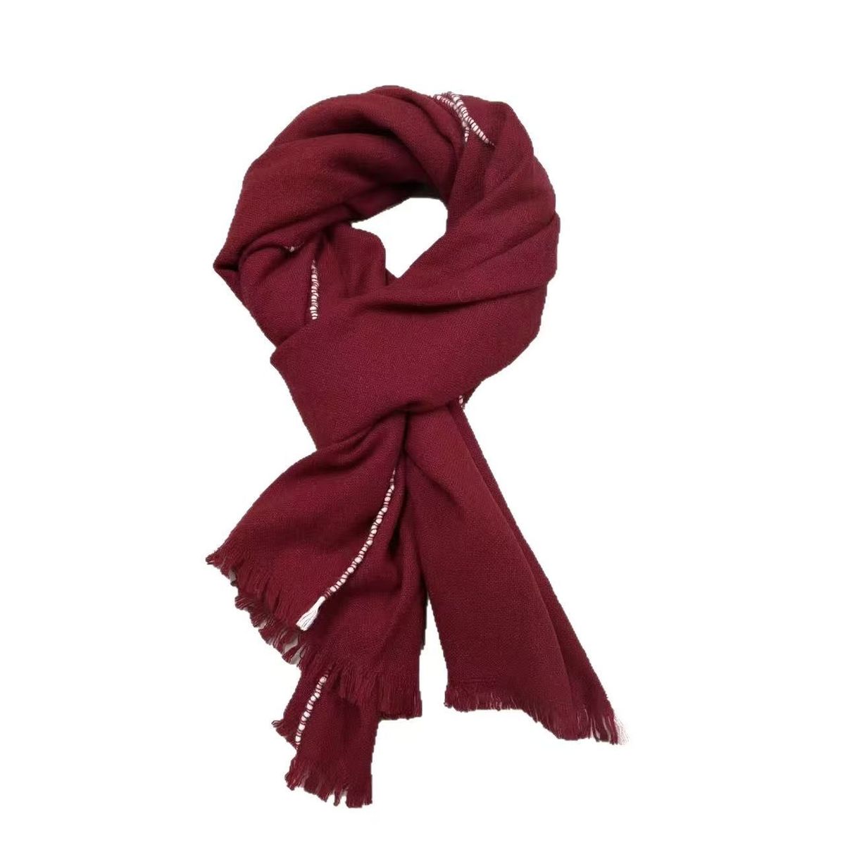 2025 Autumn Winter New 100% Pure Cashmere Women Shawl Knitted Thickened Warm Christmas Red Neck Scarf_desvips.com