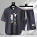 Men's Clothing Summer fashion brand new casual short sleeved sports five point pants two piece suit men's large size loose T shirt top_desvips.com
