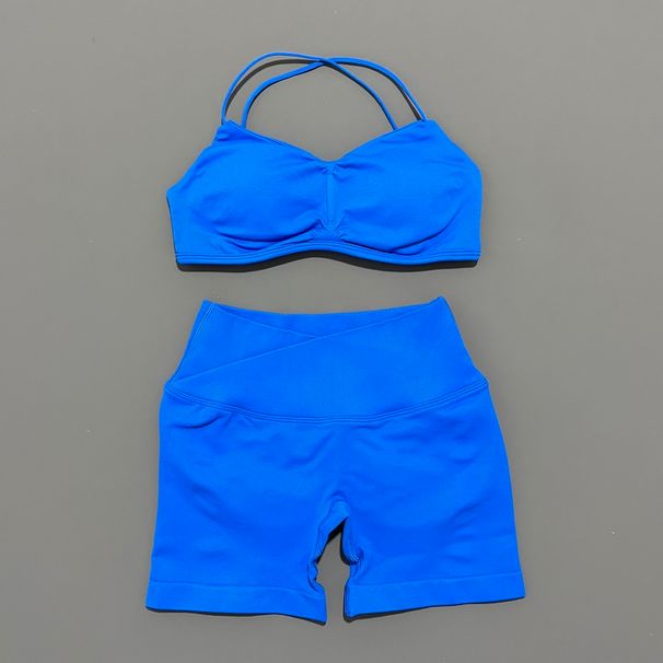 2 Piece Vision Gym Women Yoga Crop Top High Waist Scrunch Seamless Shorts Fitness Bra Sport Suit Sportswear Workout Set_desvips.com