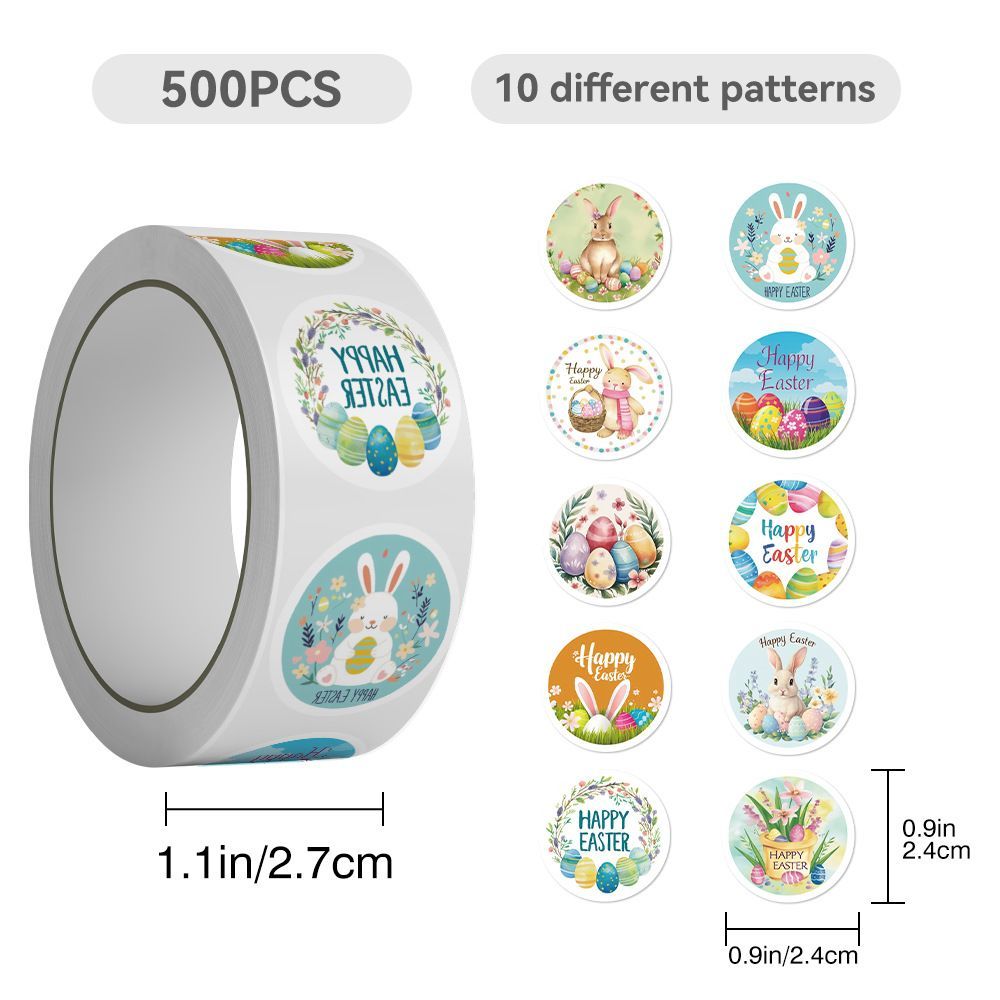 1000 Easter Egg Bunny Cartoon Cute Ins Decorative Adhesive Tape Sealing Stickers Self-adhesive_desvips.com