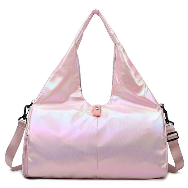Yoga Fitness Bag With Shiny Surface, Waterproof, Hand-held, Single Shoulder, Large Capacity, Trendy Short Distance Travel Bag_desvips.com