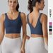 V-shaped Beautiful Back And Cloud Feeling Integrated Cup Sports Bra, Tight Fitting High Elasticity Running Fitness Yoga_desvips.com