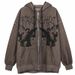 New Hoodie Sweatshirt Loose Street Style Sports Zipper Cardigan Y2k Jacket Women_desvips.com