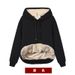 Solid Color Lamb Wool Fleece Lined Thickened 2024 New Winter Coat Hooded Sweatshirt Warm Top Wine Red 12_desvips.com