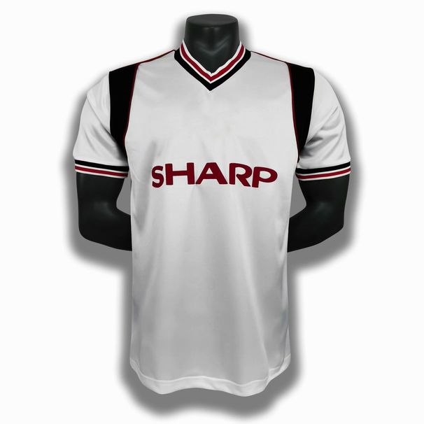 Red Devils Man L1985 Away Blue Short Sleeve Game Jersey 8485 Retro Classic Edition Football Shirt Now_desvips.com