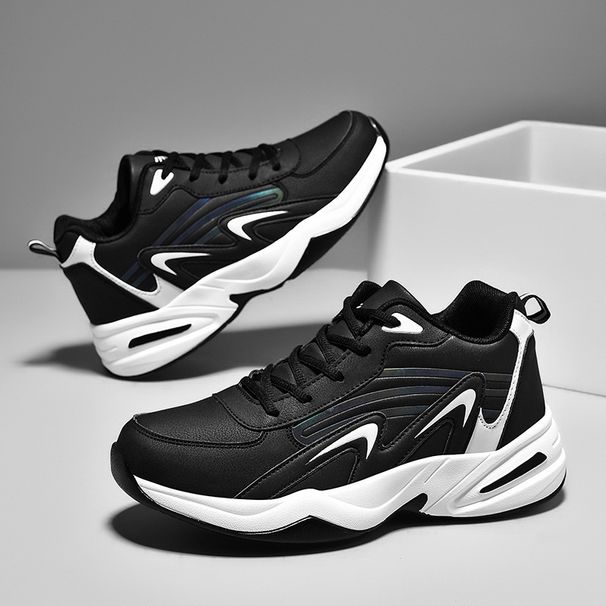 Autumn New Basketball Fashion Leather Dad Student Practical Sports Thick Sole Running Shoes_desvips.com