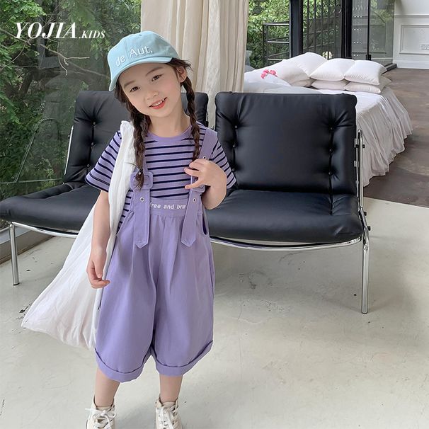 Girls' Outfit 2023 New Fashionable Stylish Little Girl Clothes Children's Short-Sleeve Overalls Summer Style_desvips.com