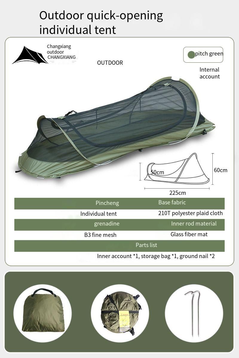 Enjoy Single Person Quick-Open Hiking Outdoor Mosquito-Proof Field Camping Tactical Individual Tent_desvips.com