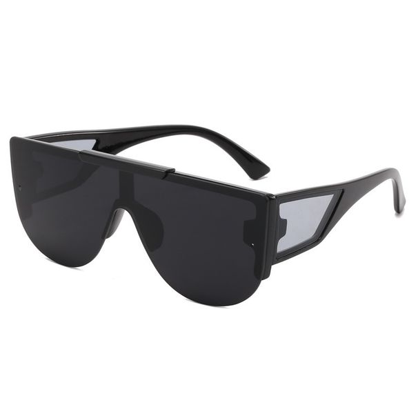 New Simple Sports One-Piece Brown Glasses Women Fashion Frameless For Men Sun Protection Rearview Sunglasses_desvips.com
