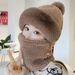 LazyZoom Winter Windproof Women, Scarf Mask Integrated Ear Protection, Head Wrap Hat, Thickened Warm Pom-Pom Hat For Cycling_desvips.com
