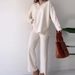 Women's Clothing autumn new solid color fashion lapel loose casual sweater two piece set for women_desvips.com
