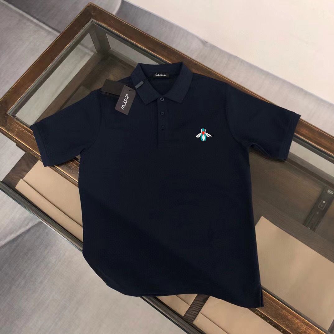 Business Short Shirt Men's Pure Cotton Half Sleeve Embroidered Little Bee Paul Simple Plus Size High-End Turn-Down_desvips.com