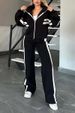 2025 Autumn Y2K Striped Zipper Top Jacket Casual Sports Suit For Women_desvips.com
