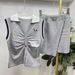 2025 Summer New Slightly Chubby Girls College Style White Bear Embroidered Knitted Vest And Shorts Set For Women_desvips.com