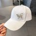 Diamond Metal Butterfly Baseball Cap, Women's Summer Sun Protection Hat, Fashionable Ducktongue Sun Hat_desvips.com