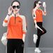 001 Women's Sports Suit Spring And Autumn New Fashion Loose Plus Size Stand Collar Casual Color Block Running Outfit Petite_desvips.com