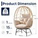 SWITTE Outdoor Wicker Egg Chair With Cushion, Patio Lounge Chair, Beige_desvips.com