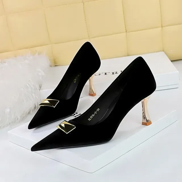 Shoes BIGTREE Woman Pumps Classic Basic Metal Decoration Pointed Toe Quality Ck 7Cm Thin New High Heels Mature Lady_desvips.com