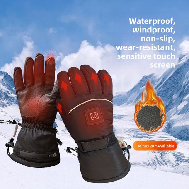 Winter 7.4V Five-Finger Fast Thermal Cycling Skiing Touchscreen Gloves For Men And Women Electric Heating_desvips.com